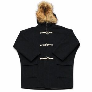 Classic Wool Duffle Coat with Raccoon Fur Hood